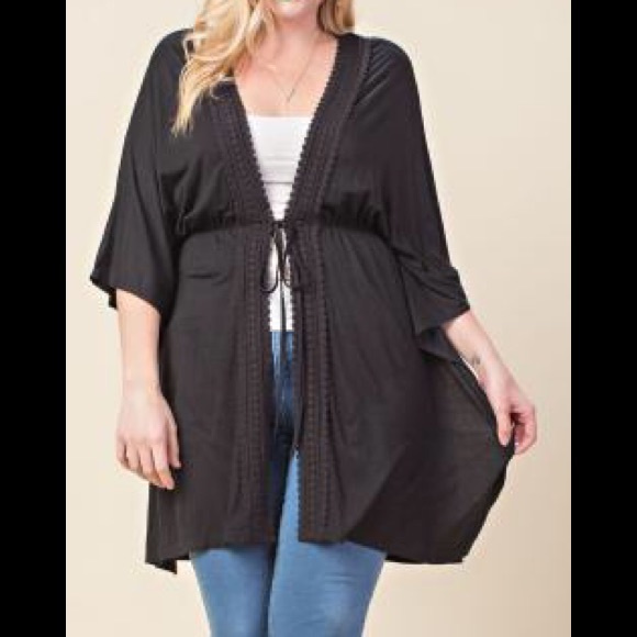 Llove Tops Nwt Last Plus Crochet Trim Kimono Cardigan Poshmark